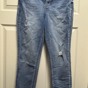 Nicole Miller Blue Skinny Jeans with Distressed Details